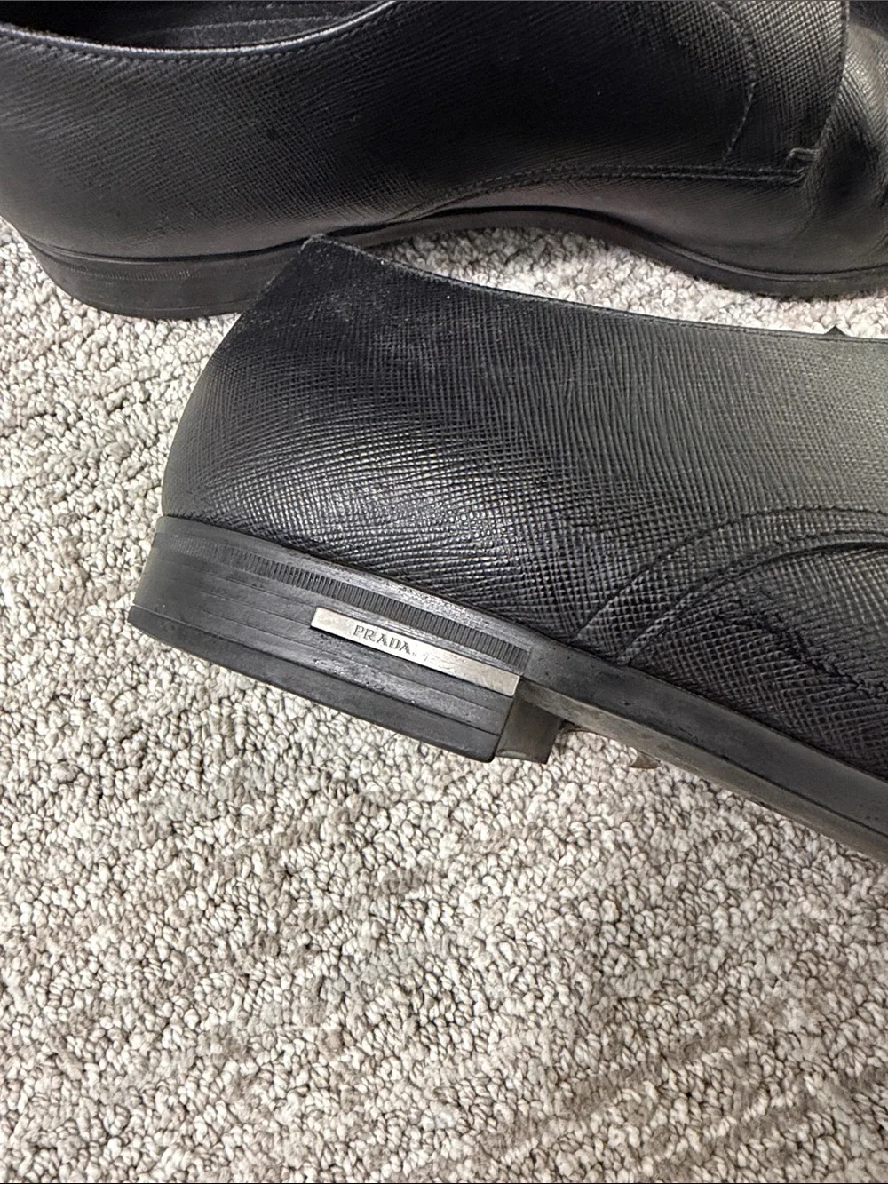 Prada Black Leather Lace-Up Oxfords